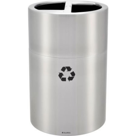 GEC Global Industrial Round Multi-Stream Recycling Can, 45 Gallon Total, Satin Aluminum EK9086D-MT